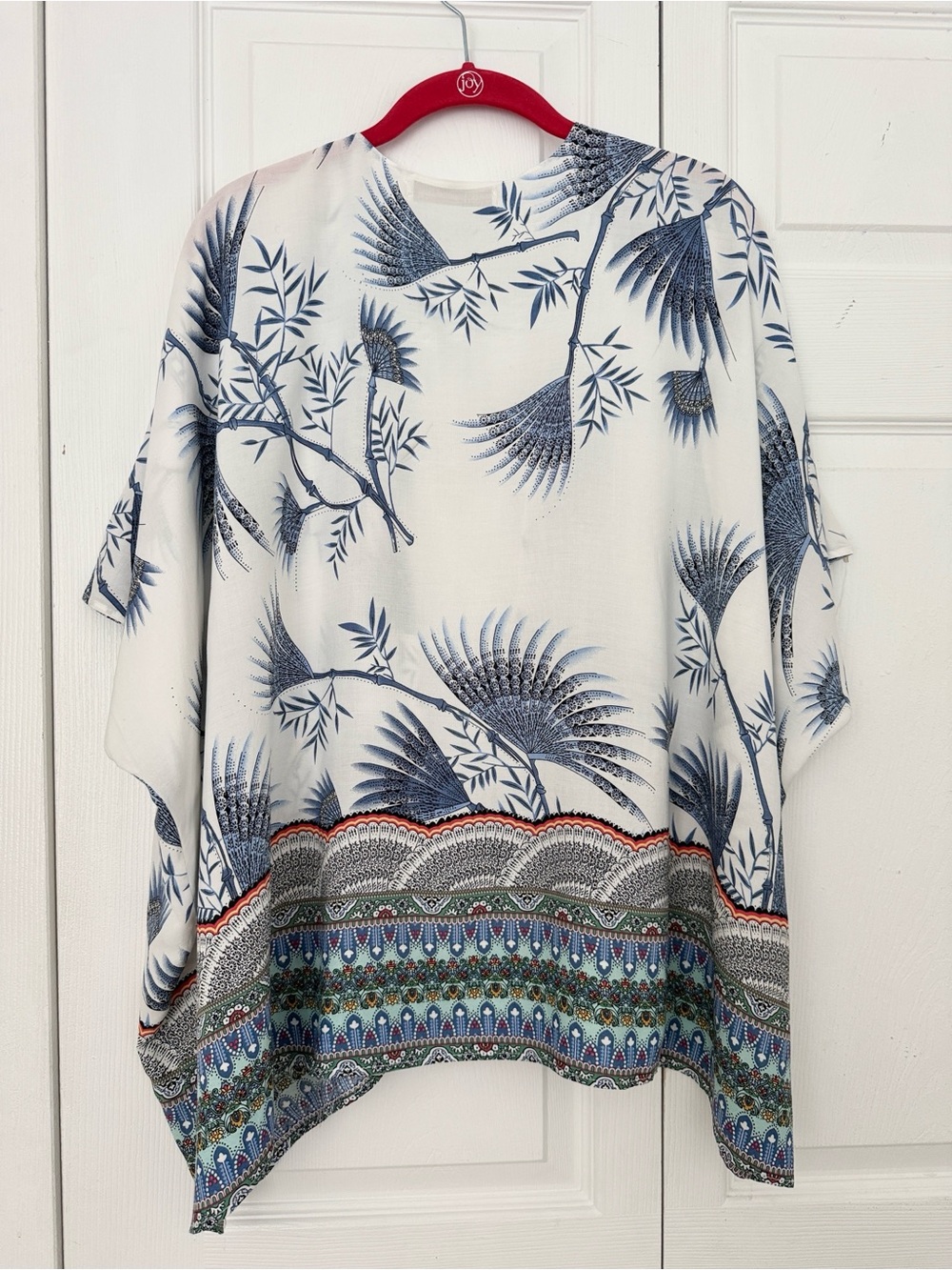 Thailand Blue & White Floral Swim Coverup Kimono size S - Picture 3 of 7